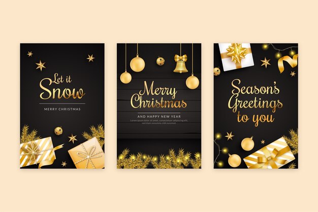 Collezione di biglietti d'auguri realistici per il periodo natalizio