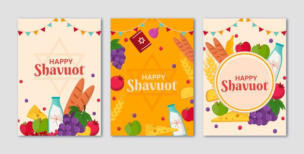 Collezione di biglietti di auguri shavuot piatti
