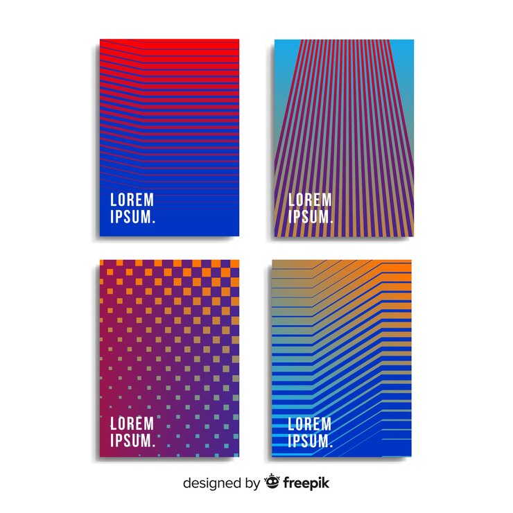 Vettore gratuito collezione di brochure di linee geometriche colorate