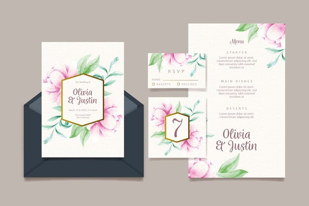 Collezione di cancelleria di nozze