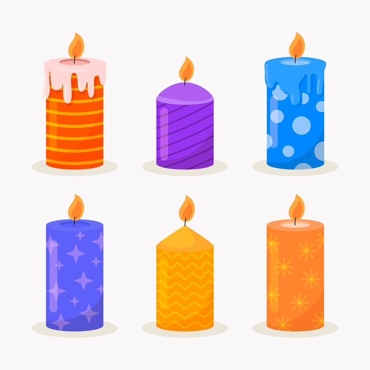 Vettore gratuito collezione di candele natalizie piatte