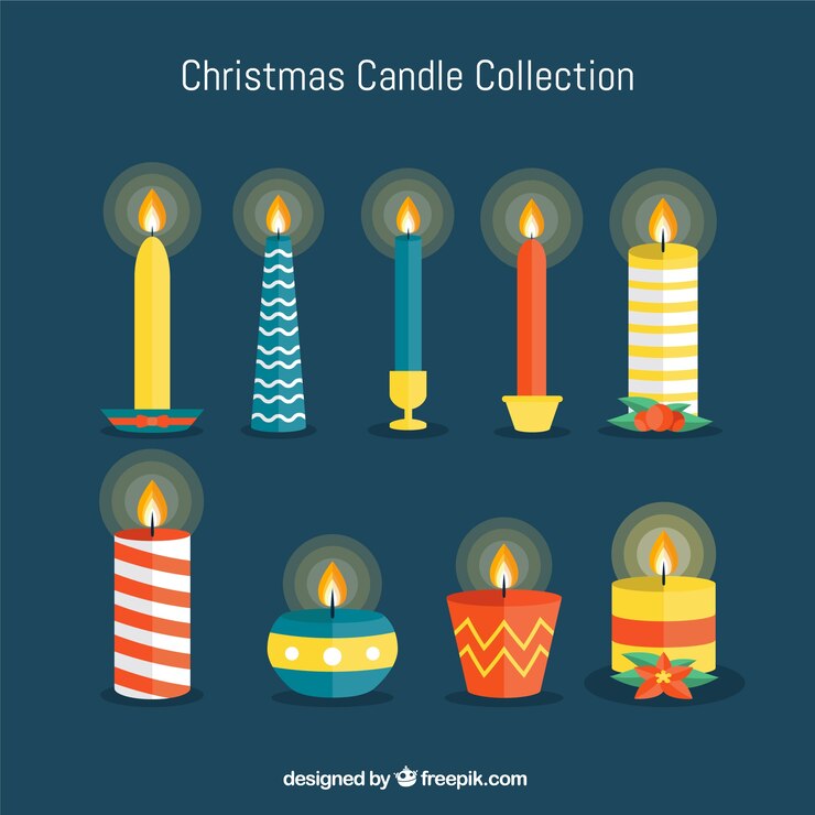 Vettore gratuito collezione di candele natalizie