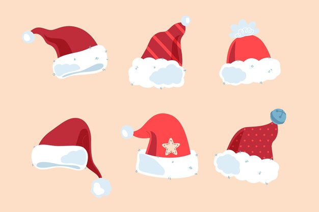 Collezione di cappelli piatti da Babbo Natale