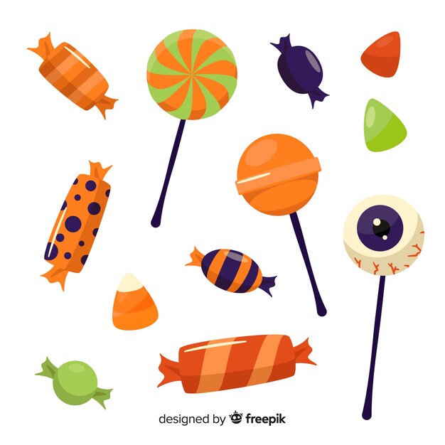 Collezione di caramelle di halloween disegnata a mano