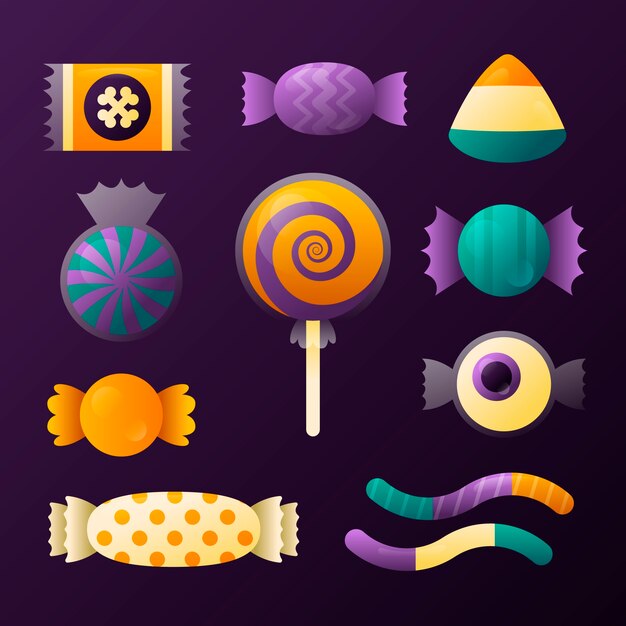 Collezione di caramelle di halloween sfumate
