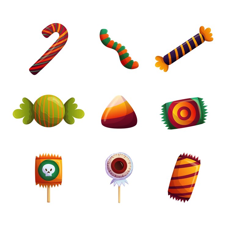 Vettore gratuito collezione di caramelle sfumate per la celebrazione di halloween