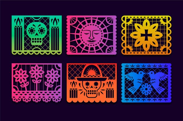 Collezione di carta dia de muertos picado sfumato