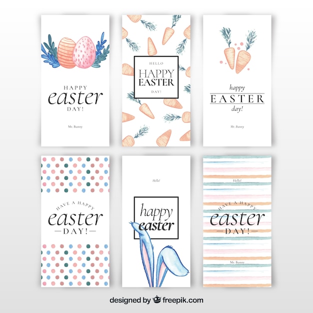 Collezione di carte acquerello giorno di Pasqua