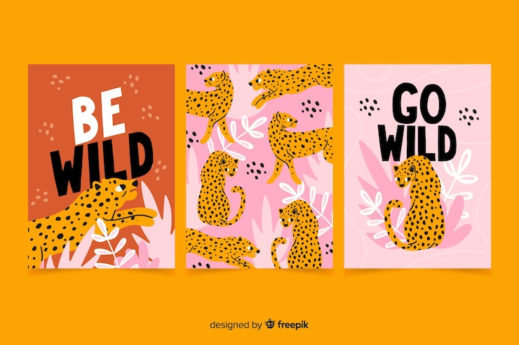 Vettore gratuito collezione di carte animali disegnate a mano