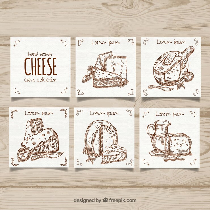 Vettore gratuito collezione di carte con cibo diverso