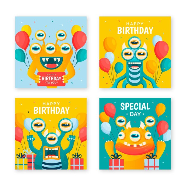 Collezione di carte di buon compleanno
