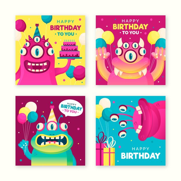 Collezione di carte di buon compleanno