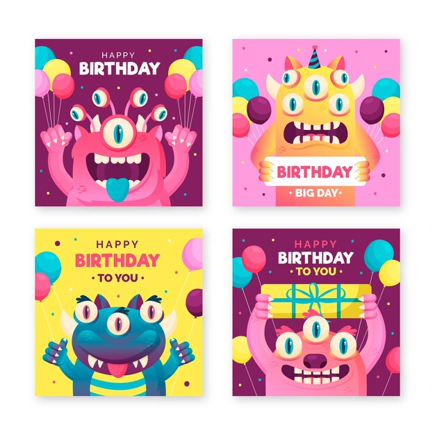 Collezione di carte di buon compleanno