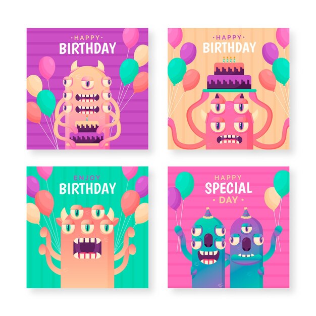 Collezione di carte di buon compleanno