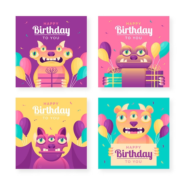 Collezione di carte di buon compleanno