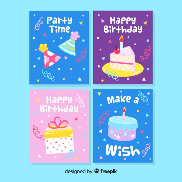 Collezione di carte di compleanno disegnata a mano