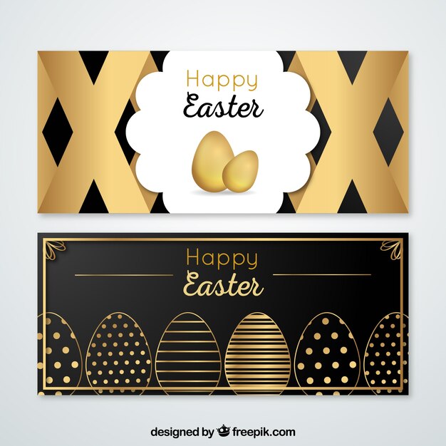 Collezione di carte di giorno di Pasqua nero e oro