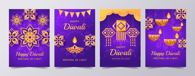 Collezione di carte diwali sfumate