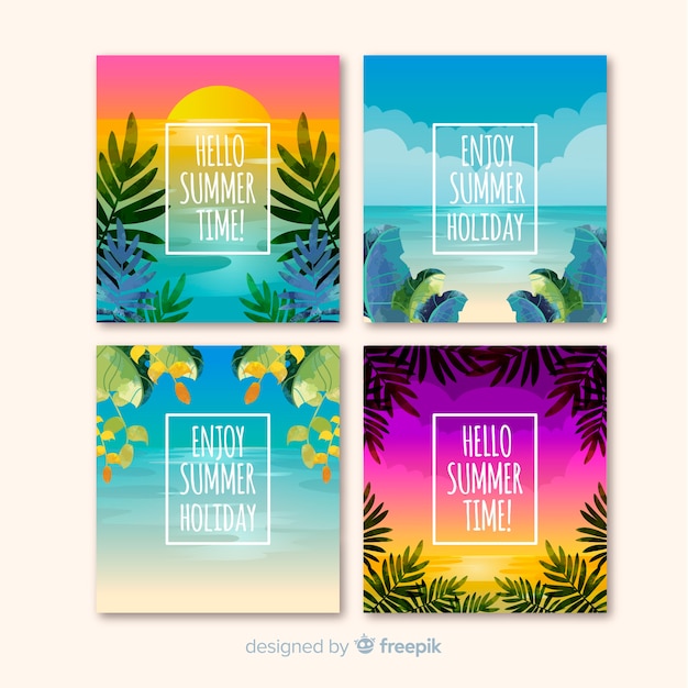 Collezione di carte estive piatte