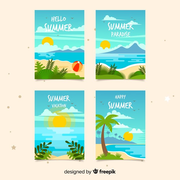 Collezione di carte estive piatte