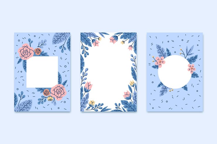 Vettore gratuito collezione di carte floreali disegnate a mano