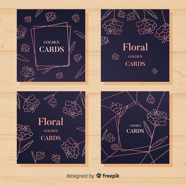 Collezione di carte floreali dorate