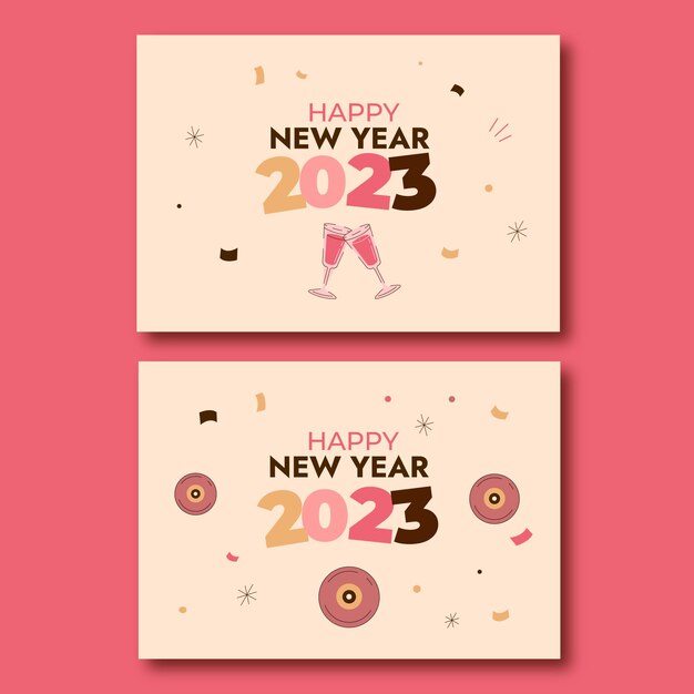 Collezione di carte piatte di Capodanno