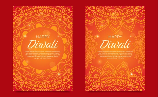 Collezione di carte sfumate per la celebrazione del diwali
