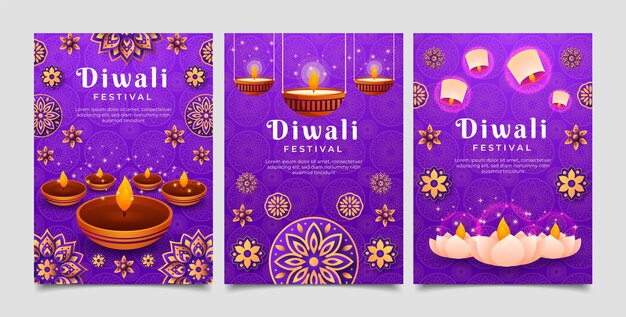 Collezione di carte sfumate per la celebrazione del diwali
