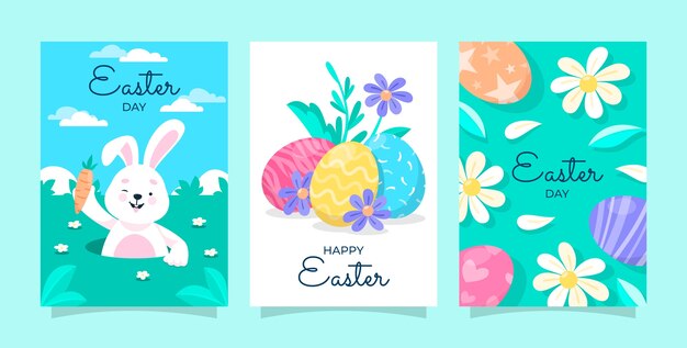 Collezione di cartoline d'auguri piatte per la celebrazione della Pasqua