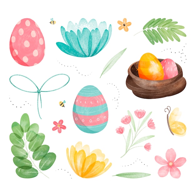 Collezione di clipart di Pasqua ad acquerello