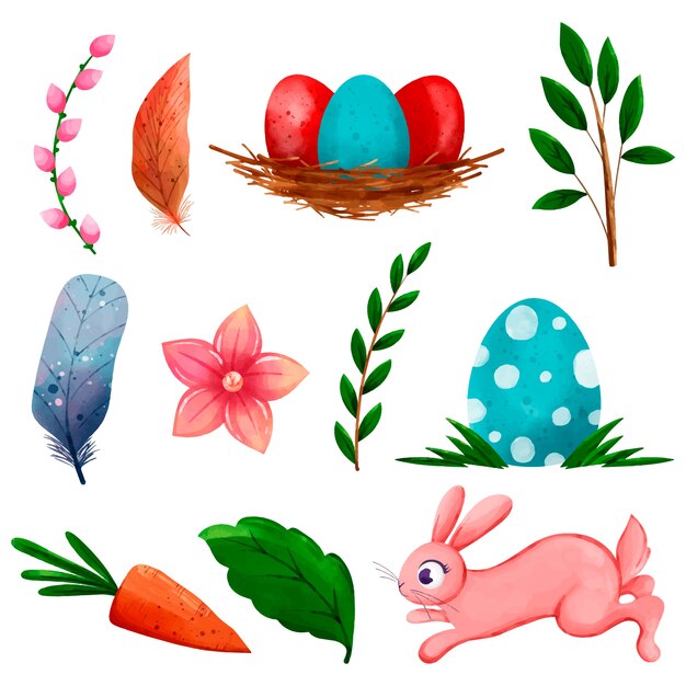 Collezione di clipart di Pasqua ad acquerello