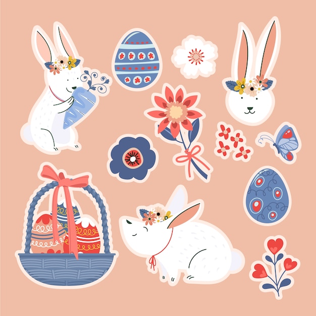 Collezione di clipart di Pasqua piatta