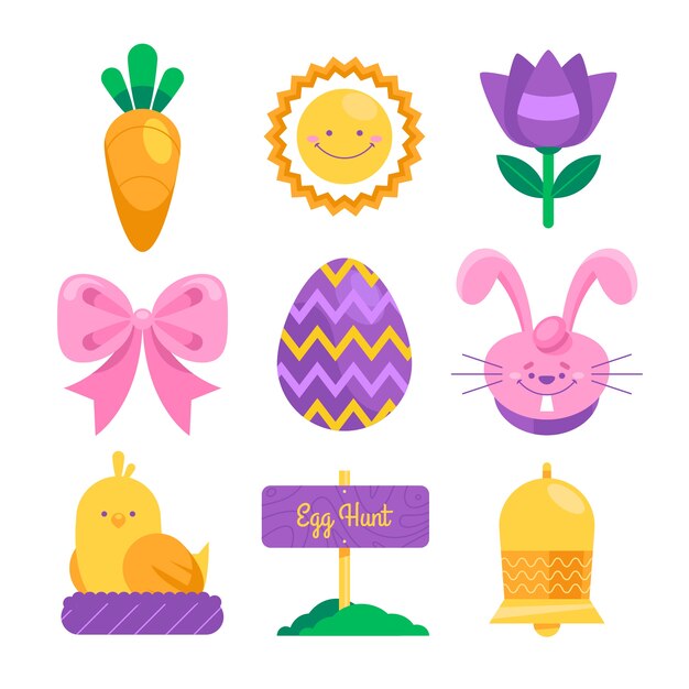 Collezione di clipart di Pasqua piatta