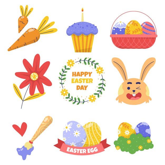 Collezione di clipart di Pasqua piatta