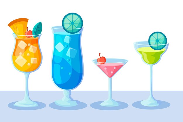Collezione di cocktail design piatto