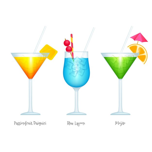 Collezione di cocktail realistici