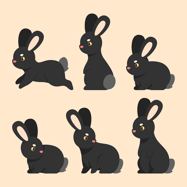 Vettore gratuito collezione di conigli di pasqua piatti