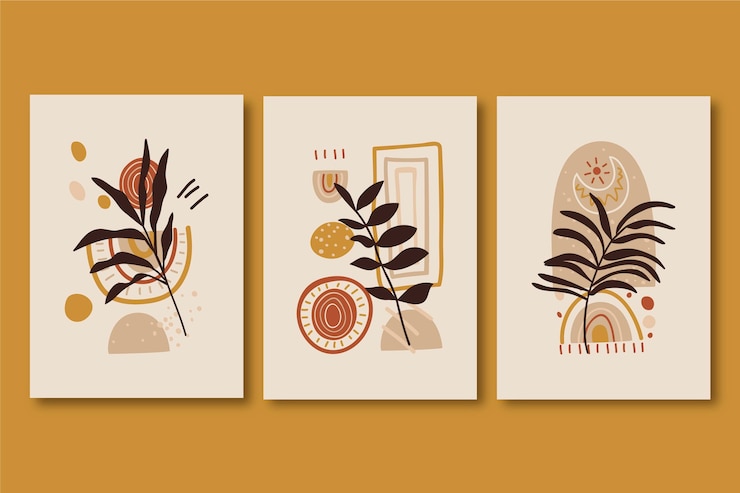 Vettore gratuito collezione di copertine boho disegnate a mano