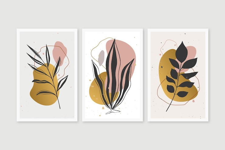 Vettore gratuito collezione di copertine botaniche in oro