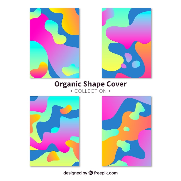 Vettore gratuito collezione di copertine colorate con forme a bolle