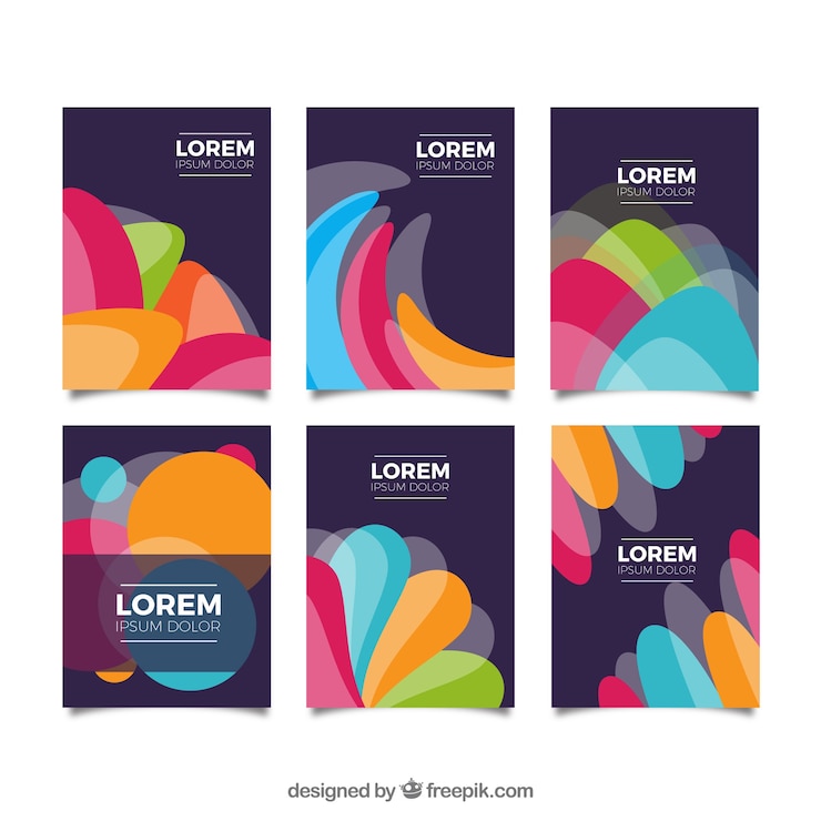 Vettore gratuito collezione di copertine colorate con forme ondulate