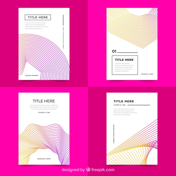 Vettore gratuito collezione di copertine con colori e linee