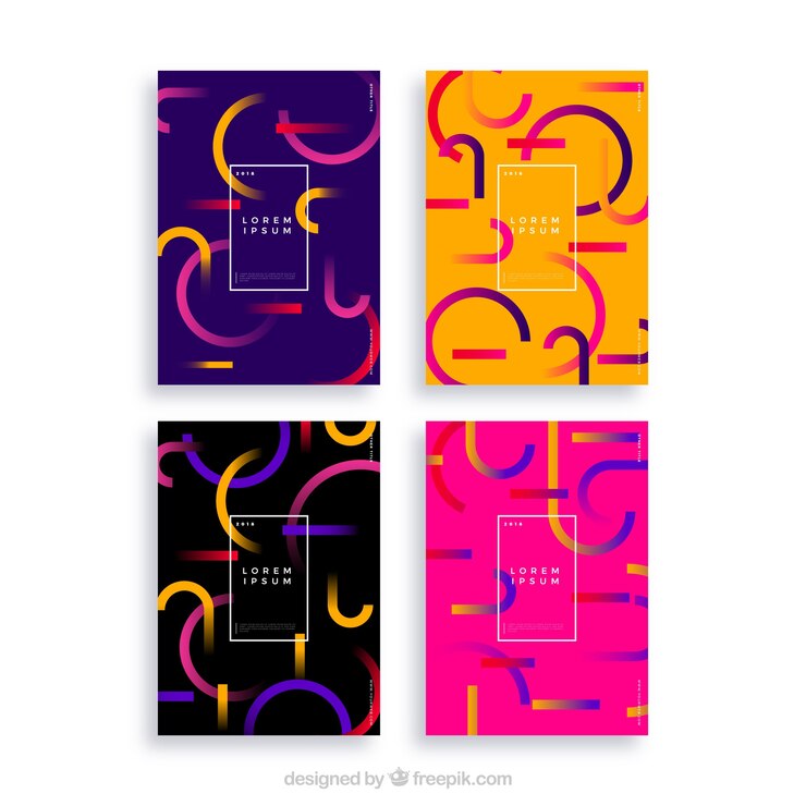 Vettore gratuito collezione di copertine con linee curve astratte