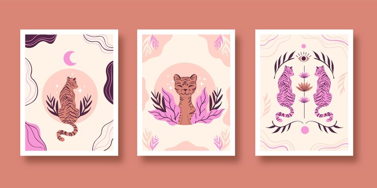 Vettore gratuito collezione di copertine di animali selvatici piatti