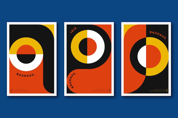 Vettore gratuito collezione di copertine di design grafico in stile bauhaus