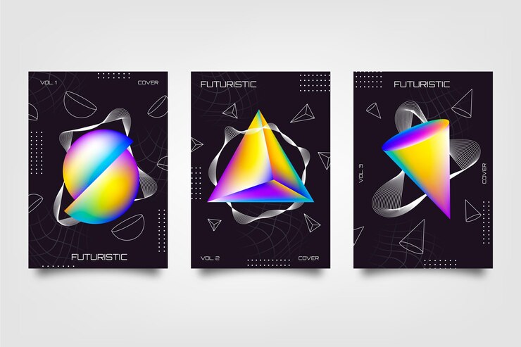 Vettore gratuito collezione di copertine futuristiche sfumate
