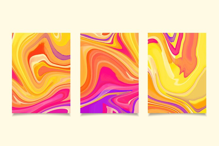 Vettore gratuito collezione di copertine in marmo liquido acquerello dipinto a mano