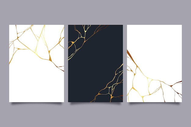 Collezione di copertine kintsugi realistiche