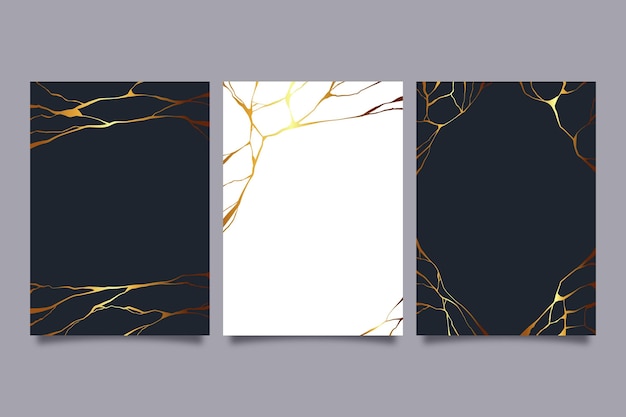 Collezione di copertine kintsugi realistiche